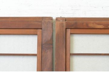 アンティーク建具　和の風情が感じられる裏障子付き格子戸3枚セット(引き戸、障子戸、ガラス帯戸)(R-065575)