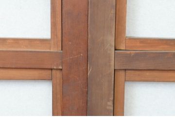 アンティーク建具　和の風情が感じられる裏障子付き格子戸3枚セット(引き戸、障子戸、ガラス帯戸)(R-065575)