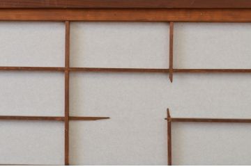 アンティーク建具　和の風情が感じられる裏障子付き格子戸3枚セット(引き戸、障子戸、ガラス帯戸)(R-065575)