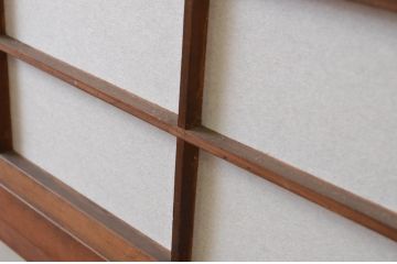 アンティーク建具　和の風情が感じられる裏障子付き格子戸3枚セット(引き戸、障子戸、ガラス帯戸)(R-065575)