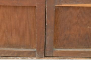 アンティーク建具　和の風情が感じられる裏障子付き格子戸3枚セット(引き戸、障子戸、ガラス帯戸)(R-065575)