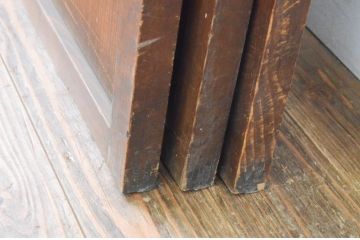 アンティーク建具　和の風情が感じられる裏障子付き格子戸3枚セット(引き戸、障子戸、ガラス帯戸)(R-065575)