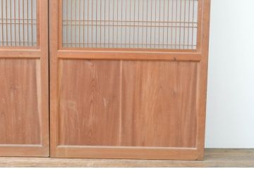 アンティーク建具　美品　上手物!!和の空間を演出する欅(ケヤキ)板のガラス帯戸3枚セット(引き戸、板戸)(R-065577)
