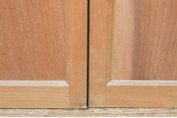 アンティーク建具　美品　上手物!!和の空間を演出する欅(ケヤキ)板のガラス帯戸3枚セット(引き戸、板戸)(R-065577)