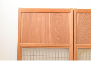 アンティーク建具　美品　上手物!!和の空間を演出する欅(ケヤキ)板のガラス帯戸3枚セット(引き戸、板戸)(R-065577)