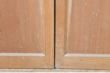 アンティーク建具　美品　上手物!!和の空間を演出する欅(ケヤキ)板のガラス帯戸3枚セット(引き戸、板戸)(R-065577)