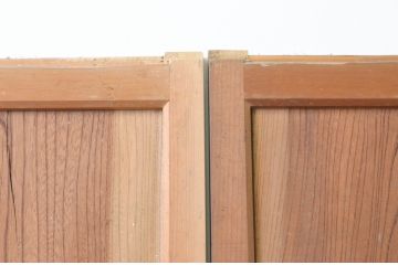 アンティーク建具　上手物!!和の空間を演出する欅(ケヤキ)板のガラス帯戸2枚セット(引き戸、板戸)(R-065578)