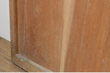 アンティーク建具　上手物!!和の空間を演出する欅(ケヤキ)板のガラス帯戸2枚セット(引き戸、板戸)(R-065578)