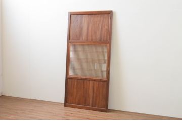 アンティーク建具　上手物!!和の空間を演出する欅(ケヤキ)板のガラス帯戸1枚(引き戸、板戸)(R-065579)