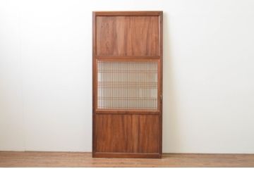 アンティーク建具　上手物!!和の空間を演出する欅(ケヤキ)板のガラス帯戸1枚(引き戸、板戸)(R-065579)