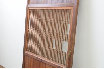 アンティーク建具　上手物!!和の空間を演出する欅(ケヤキ)板のガラス帯戸1枚(引き戸、板戸)(R-065579)