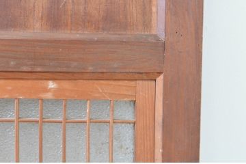 アンティーク建具　上手物!!和の空間を演出する欅(ケヤキ)板のガラス帯戸1枚(引き戸、板戸)(R-065579)