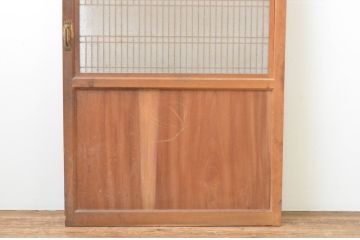 アンティーク建具　上手物!!和の空間を演出する欅(ケヤキ)板のガラス帯戸1枚(引き戸、板戸)(R-065579)