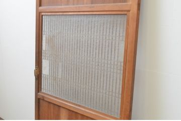 アンティーク建具　上手物!!和の空間を演出する欅(ケヤキ)板のガラス帯戸1枚(引き戸、板戸)(R-065579)
