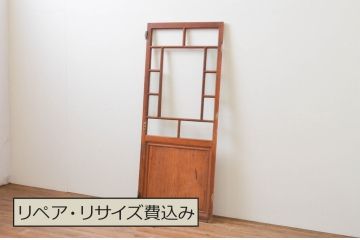 アンティーク建具　大正ロマン　おしゃれな幾何学デザインの扉1枚(木製扉、ドア、ガラス扉)(R-065580)
