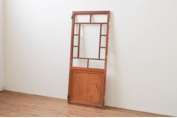 アンティーク建具　大正ロマン　おしゃれな幾何学デザインの扉1枚(木製扉、ドア、ガラス扉)(R-065580)