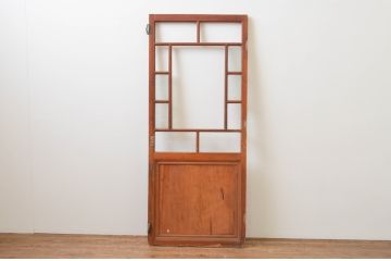 アンティーク建具　大正ロマン　おしゃれな幾何学デザインの扉1枚(木製扉、ドア、ガラス扉)(R-065580)