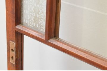 アンティーク建具　大正ロマン　おしゃれな幾何学デザインの扉1枚(木製扉、ドア、ガラス扉)(R-065580)