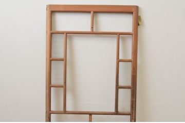 アンティーク建具　大正ロマン　おしゃれな幾何学デザインの扉1枚(木製扉、ドア、ガラス扉)(R-065580)