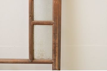 アンティーク建具　大正ロマン　おしゃれな幾何学デザインの扉1枚(木製扉、ドア、ガラス扉)(R-065580)