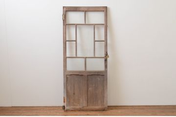 アンティーク建具　大正ロマンの雰囲気漂うデザインの扉1枚(木製扉、ガラス扉、ドア)(R-065581)