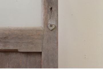 アンティーク建具　大正ロマンの雰囲気漂うデザインの扉1枚(木製扉、ガラス扉、ドア)(R-065581)