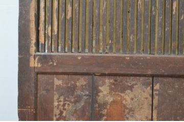 アンティーク建具　玄関戸としてもおすすめ!!厚みのある重厚な佇まいが魅力的な格子戸2枚セット(引き戸、障子戸、玄関戸)(R-065582)