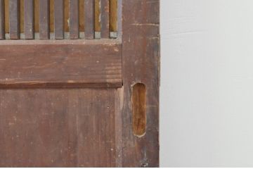 アンティーク建具　玄関戸としてもおすすめ!!厚みのある重厚な佇まいが魅力的な格子戸2枚セット(引き戸、障子戸、玄関戸)(R-065582)