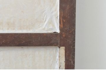 アンティーク建具　玄関戸としてもおすすめ!!厚みのある重厚な佇まいが魅力的な格子戸2枚セット(引き戸、障子戸、玄関戸)(R-065582)