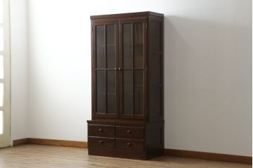 中古　美品!!　松本民芸家具　シックなインテリアと相性の良いブックケース(本箱、飾り棚、収納棚、戸棚、キャビネット)(R-065586)