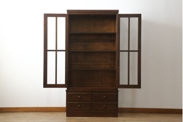 中古　美品!!　松本民芸家具　シックなインテリアと相性の良いブックケース(本箱、飾り棚、収納棚、戸棚、キャビネット)(R-065586)