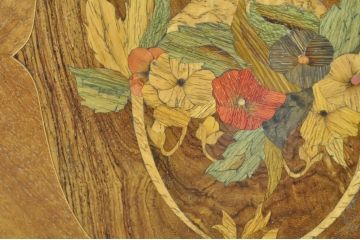 アンティーク雑貨　イギリスアンティーク　Lloyd's Antiques(ロイズ・アンティークス)　まるで絵画のような象嵌が目を惹くトレー(お盆、タペストリー、英国)(R-065604)