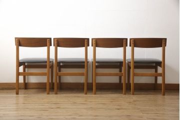 イギリスビンテージ　メレデュー(meredew)　北欧テイストにおすすめ!!モダンなデザインがお洒落なダイニングチェア4脚セット(椅子、イス、ヴィンテージ、英国)(R-065617)