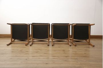 イギリスビンテージ　メレデュー(meredew)　北欧テイストにおすすめ!!モダンなデザインがお洒落なダイニングチェア4脚セット(椅子、イス、ヴィンテージ、英国)(R-065617)