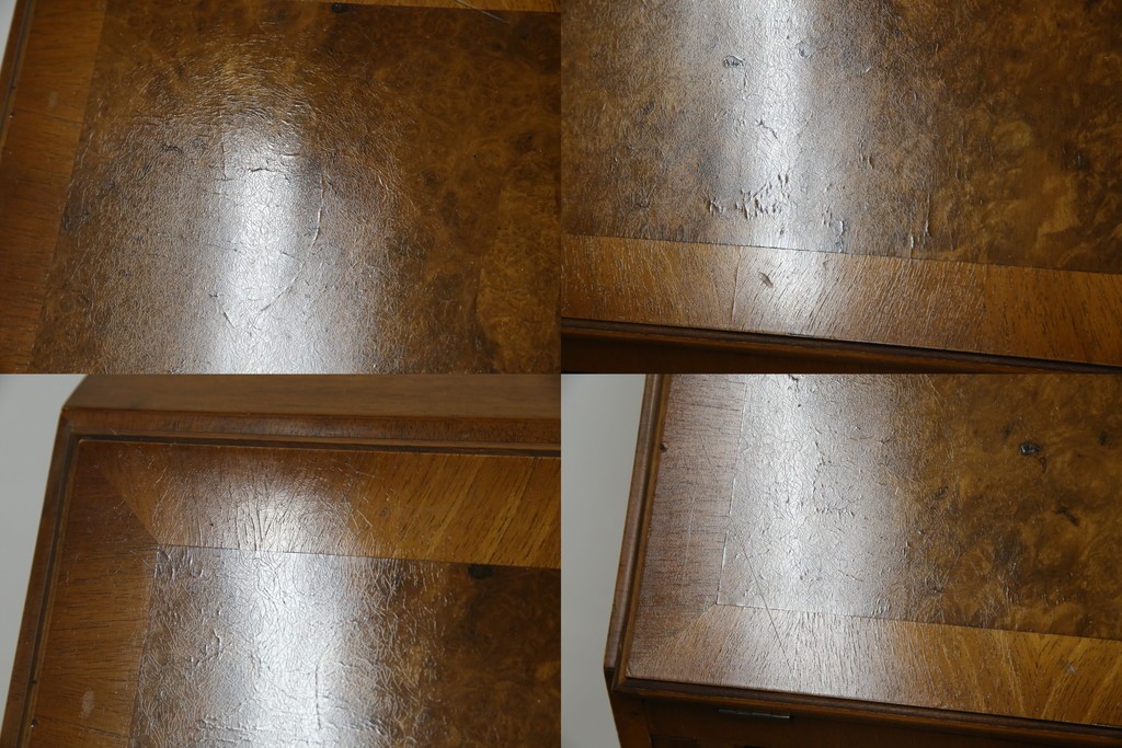 イギリスアンティーク　バーズアイ(鳥眼杢)の杢目が美しいライティングビューロー　(R-065648)