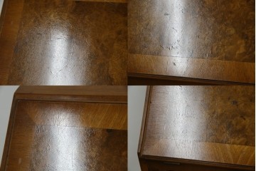 イギリスアンティーク　バーズアイ(鳥眼杢)の杢目が美しいライティングビューロー　(R-065648)