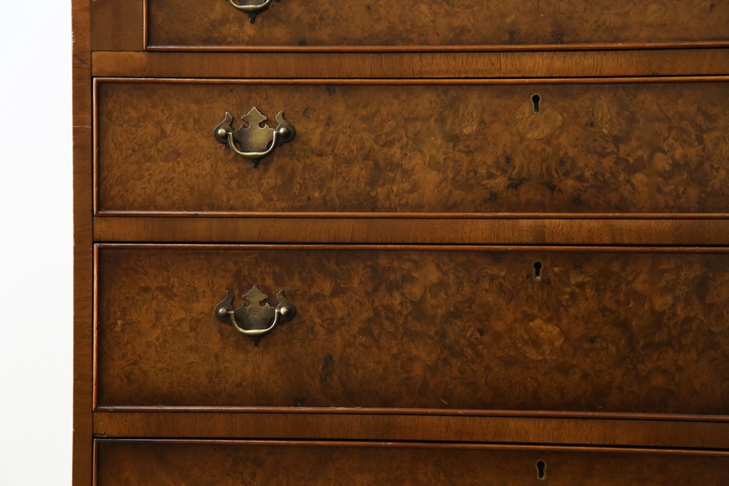 イギリスアンティーク　バーズアイ(鳥眼杢)の杢目が美しいライティングビューロー　(R-065648)