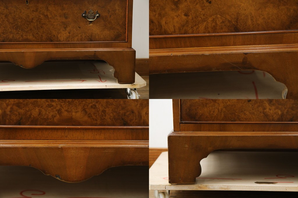 イギリスアンティーク　バーズアイ(鳥眼杢)の杢目が美しいライティングビューロー　(R-065648)