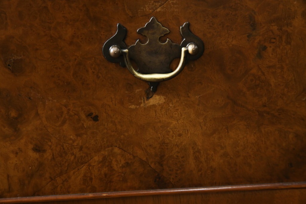 イギリスアンティーク　バーズアイ(鳥眼杢)の杢目が美しいライティングビューロー　(R-065648)