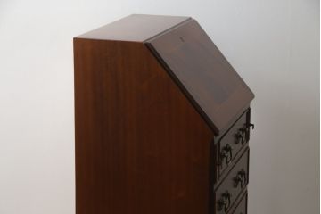 中古　イギリス輸入家具　マホガニー材　小振りなサイズが取り入れやすいライティングビューロー(簿記机、在宅用、在宅ワーク用、ワークデスク、サイドチェスト、引き出し、英国)(R-065649)