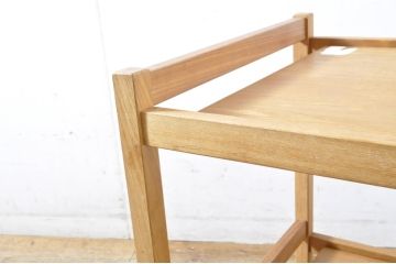 北欧ビンテージ　チーク材　タイルトップがアクセントのキャスターワゴンテーブル(トロリー、キッチンワゴン、キッチンラック、サイドテーブル、ヴィンテージ)(R-065666)