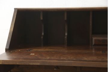中古　北海道民芸家具　ペイント仕上げ限定　上質な作りが魅力のライティングビューロー(簿記机、在宅用、在宅ワーク用、ワークデスク、引き出し、サイドチェスト)(定価約34万円)(R-065675)