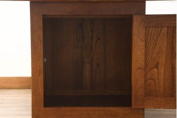 中古　美品　欅(ケヤキ)材　伝統木芸士・石橋武士作　分厚い天板が高級感を醸し出す囲炉裏ダイニング(関西火鉢、長火鉢、木製火鉢、ダイニングテーブル)(R-065677)