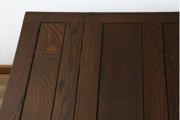 イギリスアンティーク　オーク材　ツイストレッグがお洒落な拡張式ダイニングテーブル(ドローリーフテーブル、エクステンションテーブル、食卓、4人掛け、4P、6人掛け、6P)(R-065678)
