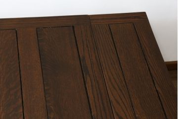 イギリスアンティーク　オーク材　ツイストレッグがお洒落な拡張式ダイニングテーブル(ドローリーフテーブル、エクステンションテーブル、食卓、4人掛け、4P、6人掛け、6P)(R-065678)