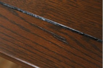イギリスアンティーク　オーク材　ツイストレッグがお洒落な拡張式ダイニングテーブル(ドローリーフテーブル、エクステンションテーブル、食卓、4人掛け、4P、6人掛け、6P)(R-065678)