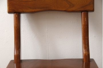 中古　伝統木芸士　石橋武士作　欅(ケヤキ)材　上質な和の空間づくりに活躍する1人掛けベンチ(チェア・椅子)(定価7万8千円)(R-065681)