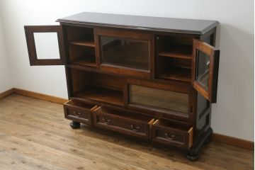 和製ビンテージ　松本民芸家具　和モダンな雰囲気漂うC型サイドボード(サイドキャビネット、収納棚、戸棚、飾り棚、ヴィンテージ)(定価約84万円)(R-065686)