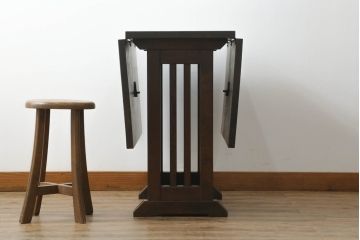 和製ビンテージ　北海道民芸家具　#430　洗練されたデザインのバタフライ卓(ダイニングテーブル、4人掛け、2人掛け、4P、2P、食卓、エクステンションテーブル、ヴィンテージ)(定価約20万円)(R-065695)