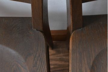 中古　美品　永田良介商店　神戸洋家具　落ち着きのあるシックな佇まいが魅力のラダー型食堂椅子2脚セット(ダイニングチェア、ラダーバックチェア、ワークチェア、板座チェア、椅子、イス)(R-065702)